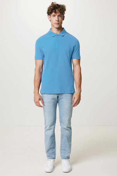 Polo en coton piqué et recyclé Iqoniq Yosemite - Tranquil Blue / S