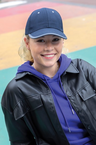 Casquette contraste 6 panneaux coton recyclé Impact AWARE™ - Bleu Marine