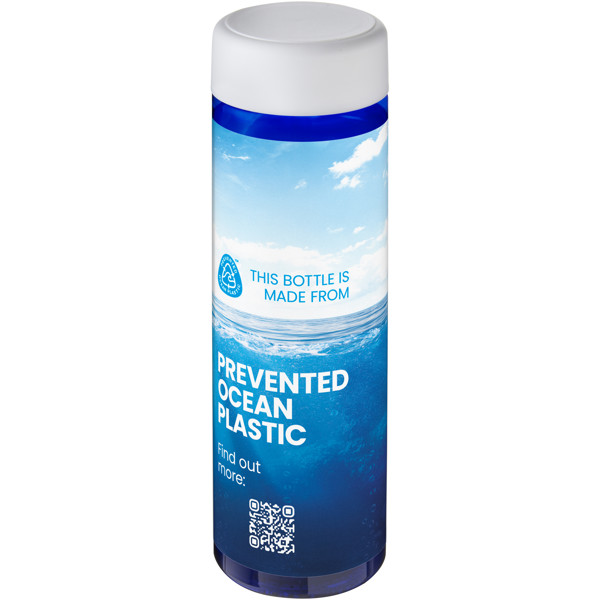 Bouteille d'eau H2O Active® Eco Vibe de 850 ml avec couvercle vissé - Bleu / Blanc