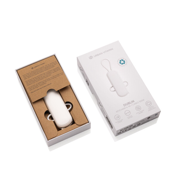 Urban Vitamin Dublin 100W 4 -in-1 keychain cable - White