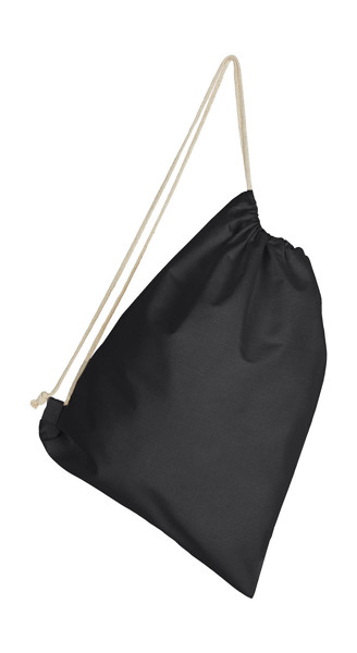 Cotton Backpack Single Drawstring - Black / ONE SIZE