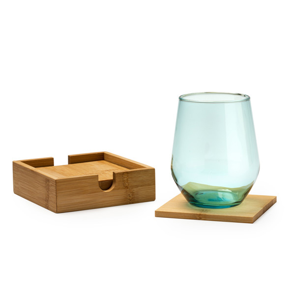 Personalized bamboo coaster set with box (4 units)