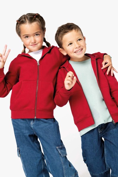 Eco-Friendly Kids’ Full Zip Hooded Sweatshirt - Ivory / 8/10