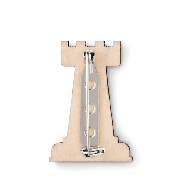 Custom shape wooden lapel pin - Safety pin / Tissue paper wrapping