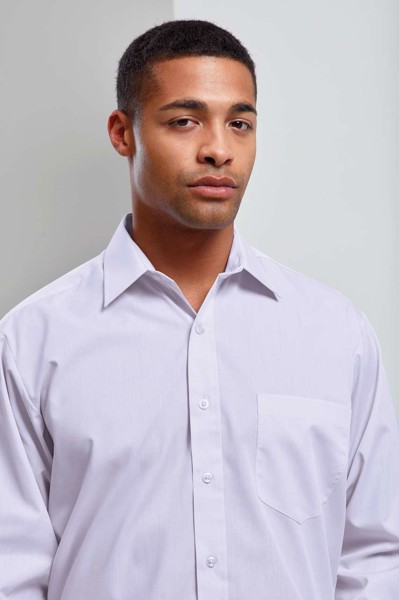 Men's Long Sleeve Poplin Shirt - White / 4XL