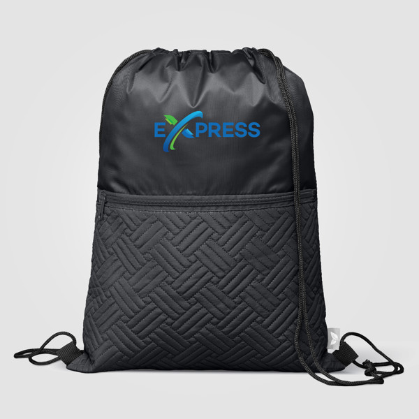 Sora Recycled Quilted Drawstring Bag - 6L - Black / 4 Colour inkjet
