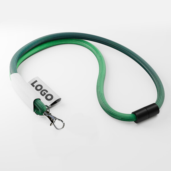Polyester sublimation cord lanyard with a full colour label - 8mm diameter / Metal carabiner / Safety breakaway