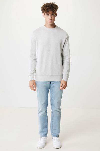 Pull à col rond en coton recyclé non teinté Iqoniq Denali - Heather Grey / M