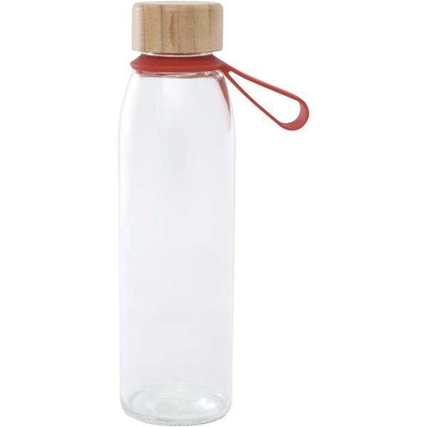 Borraccia in vetro da 500 ml con manico in silicone e coperchio in bambù Porto - Mattone