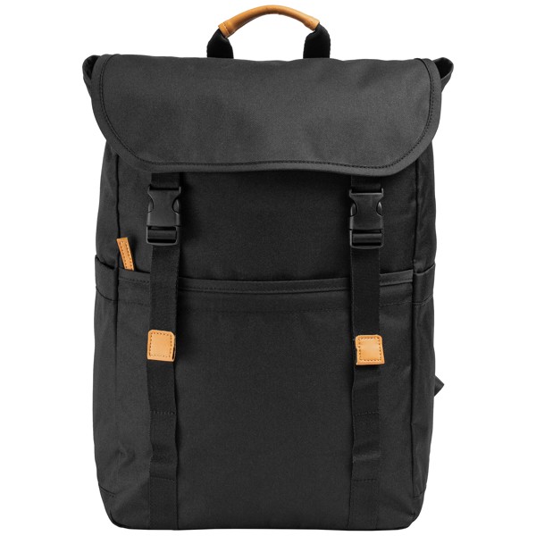 Lund - 600D rPET Backpack - Black / Heat transfer