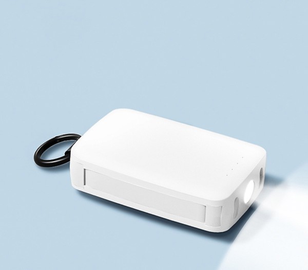 Powerbanka na klíče s LED lampou, 2000 mAh - WHITE