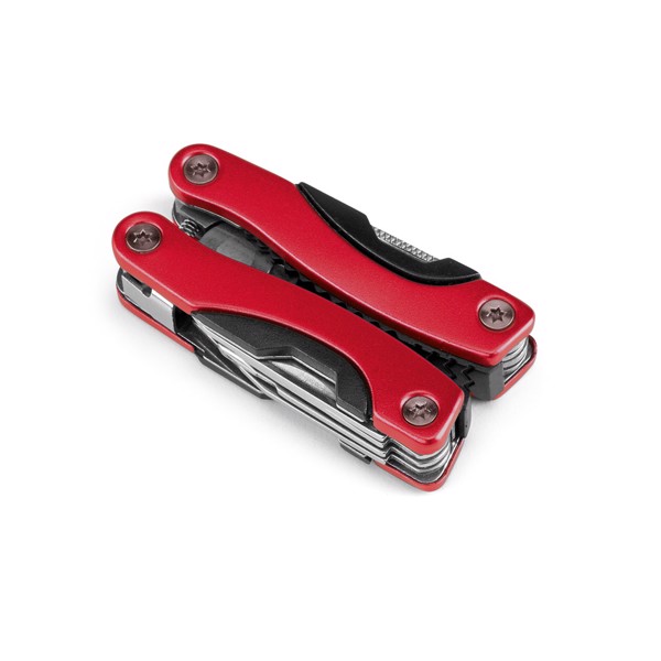 DUNITO. Mini pince multi-fonctions pliable en acier inoxydable et aluminium - Rouge