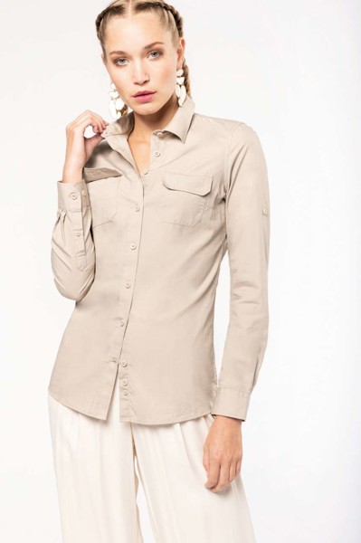 Ladies' Long-Sleeved Safari Shirt - White / XL