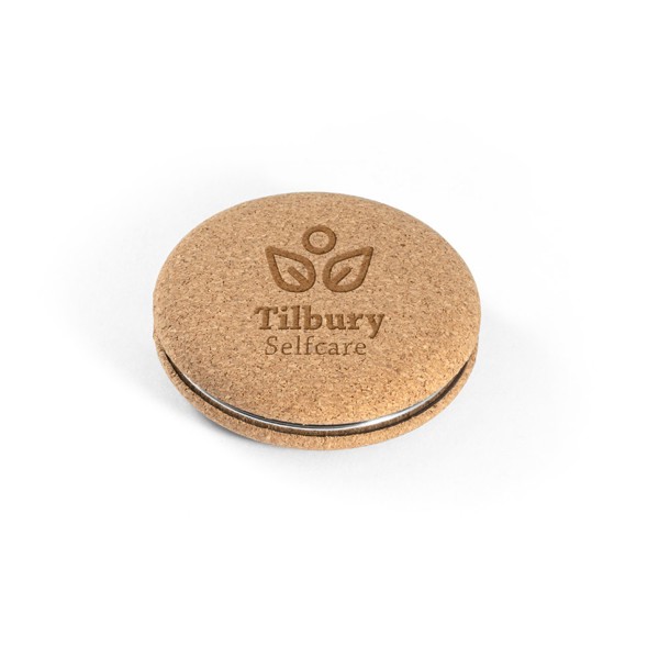 TILBURY. Dvojité korkové zrcátko do kabelky