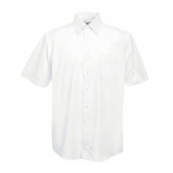 Camisa Poplin Manga Curta 120G - 55% Algodão/ 45% Poliéster - Branco / S