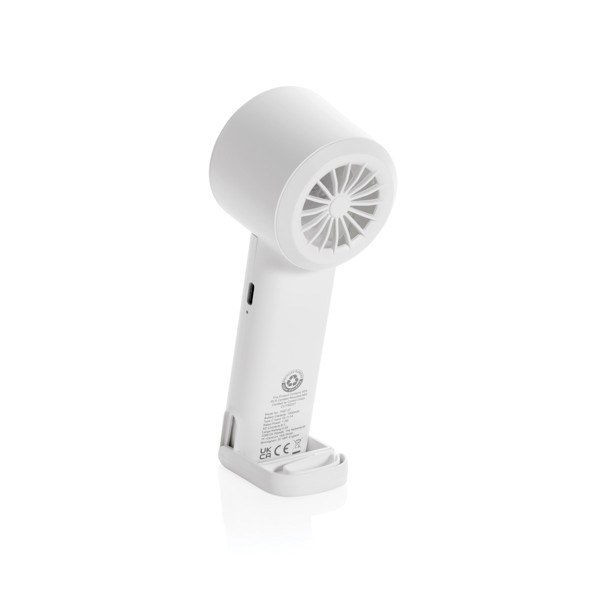 Twist RCS recycled plastic re-chargeable portable fan - White
