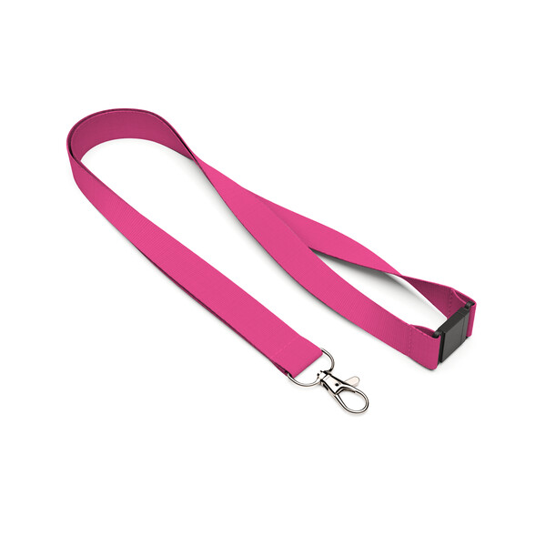 Polyester screen printed lanyard - Violet Red / 20mm width / Metal carabiner / Safety breakaway