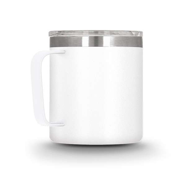 MUG ISOTHERME DOUBLE PAROI INOX AVEC COUVERCLE - Blanc