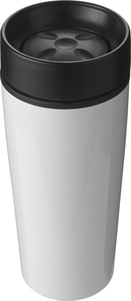 Stainless steel double walled travel mug - White