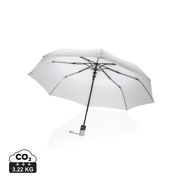 21" Impact AWARE™ RPET 190T mini auto open umbrella - White