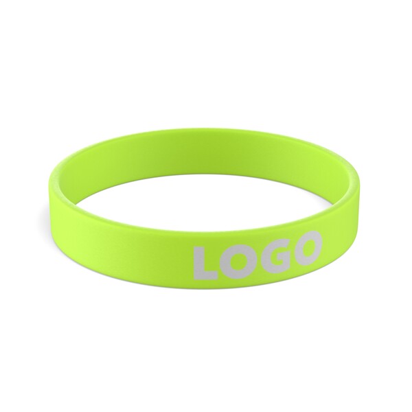 Customised silicone wristbands (12mm width) - Vibrant Lime Green / 18x1.2x0.2cm