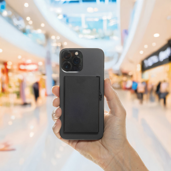 Hliníkové pouzdro na karty s RFID magnetem - Černá