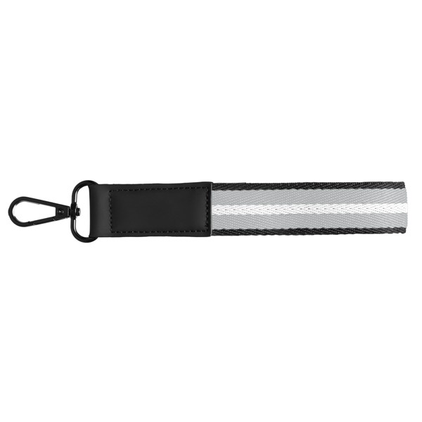 Newport rPET Woven Chevron Snap Trigger Keychain - 19  x 2.5 cm - Grey / 4 Colour inkjet