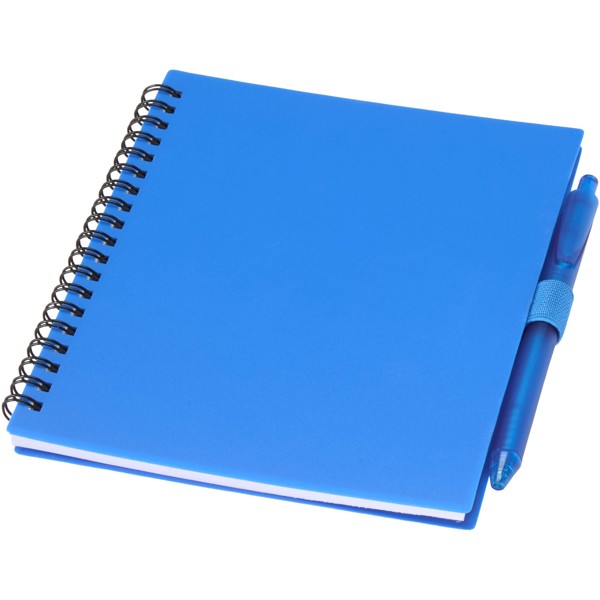 Ensemble carnet à couverture souple en plastique recyclé et stylo bille (encre bleue) Niove - Bleu