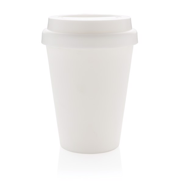 Reusable double wall coffee cup 300ml - White