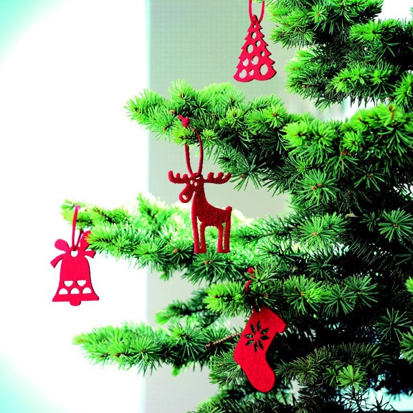 Set of 6 felt tree hangers Rouge