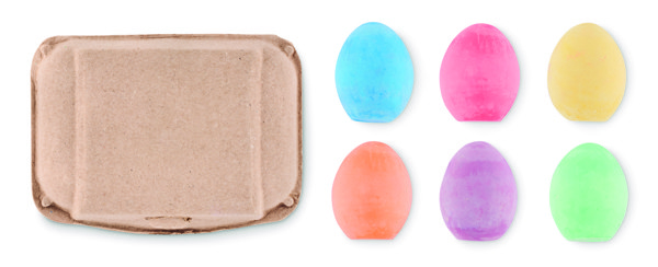 6 chalk eggs in box Tamago