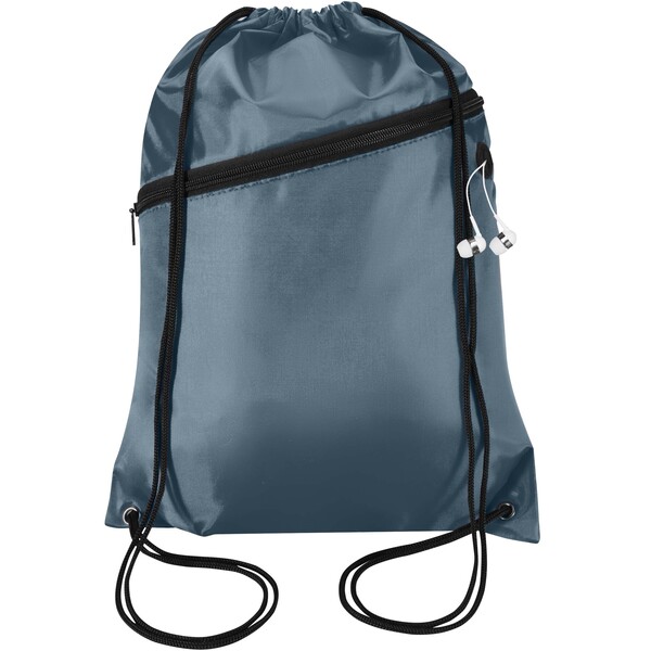 Oriole RPET drawstring bag with zipped front pocket 5L - Hale Blue