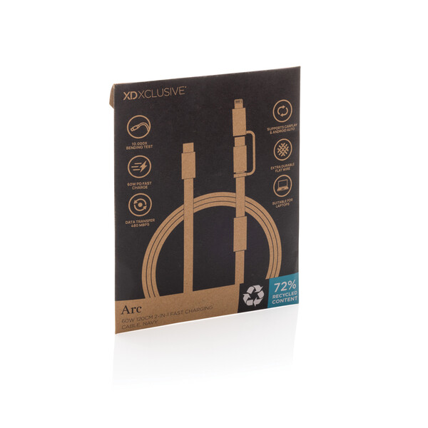 Câble de recharge rapide 60W 2-en-1 Arc RCS - Bleu
