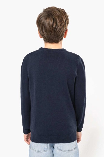 Kids' V-Neck Jumper - Grey Melange / 10/12