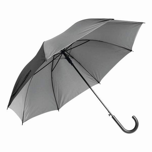 Dvojni avtomatski dežnik na palici premera 103 cm - Črna / siva