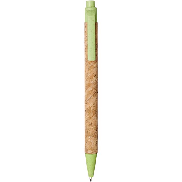 Kuličkové pero Midar z korku a pšeničné slámy - Přírodní / Zelené jablko