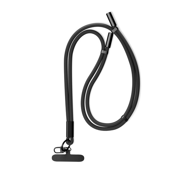 Adjustable type C to C, 60W charging cable lanyard and phone holder - Black