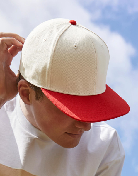Contrast Flat Peak 6 Panel Cap - Natural / Navy / ONE SIZE