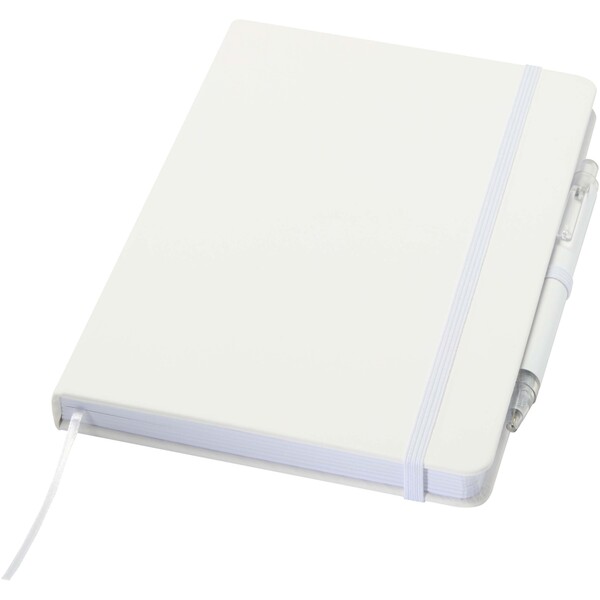 Spectrum A5 recycled notebook and ballpoint pen set - White