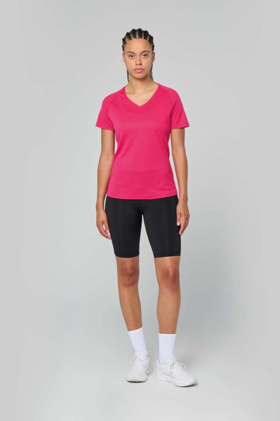 Ladies’ V-Neck Short-Sleeved Sports T-Shirt - White / XL