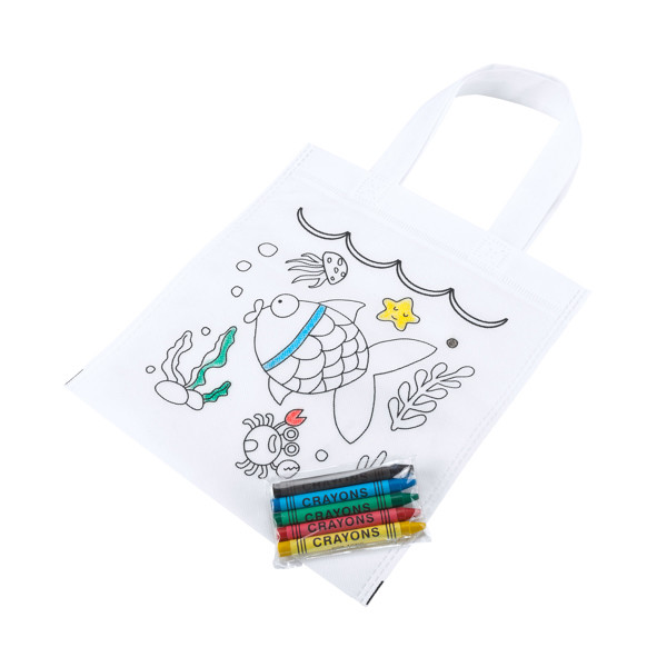 Bolsa infantil personalizada de non-woven con espacio para colorear y ceras