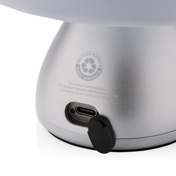 USB stolná lampa Luming z RCS recykl. plastu, sivá -