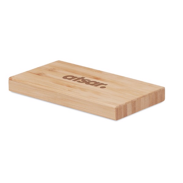 Arena Solar power bank bamboo, 4000 mAh