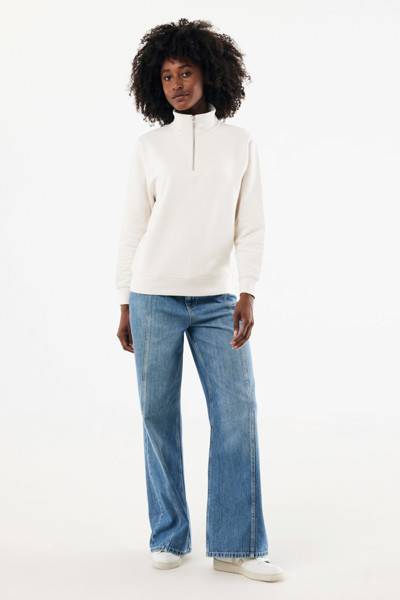 IQONIQ Elgon recycled cotton quarter zip sweater - Ivory White / XXL