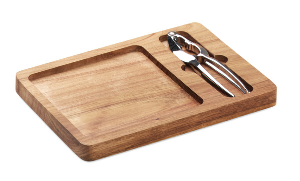 Acacia nut cracker set Nutplate