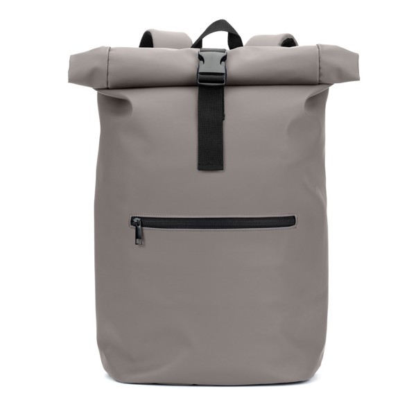 PORTLAND. Mochila enrollable de PU con bolsillo para portátil de 16" - Gris