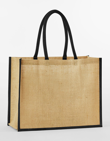Natural Starched Jute Classic Shopper - Natural / Olive Green / ONE SIZE
