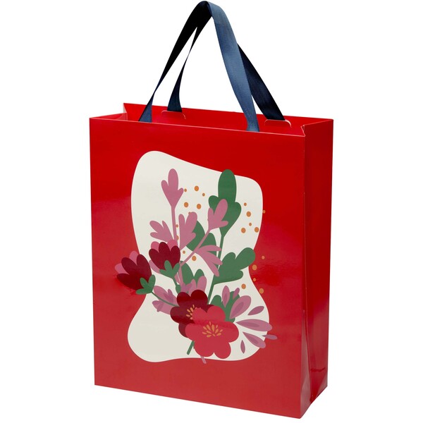 Smartfold 210 g/m² paper bag with ribbon handles and gloss lamination -  31 x 12 x 39 cm - Blue