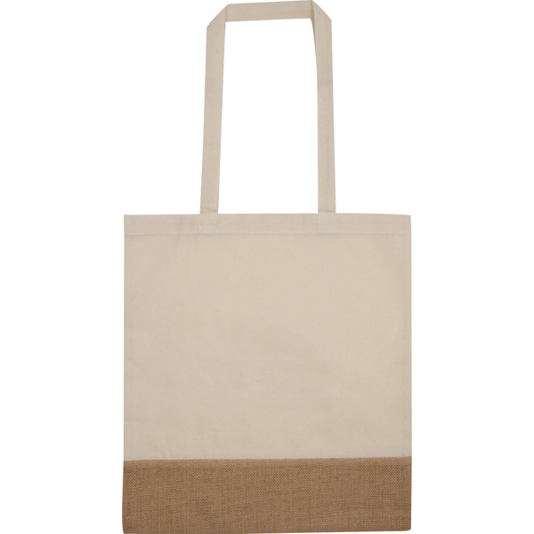 Carrying bag with jute bottom DOREEN - White