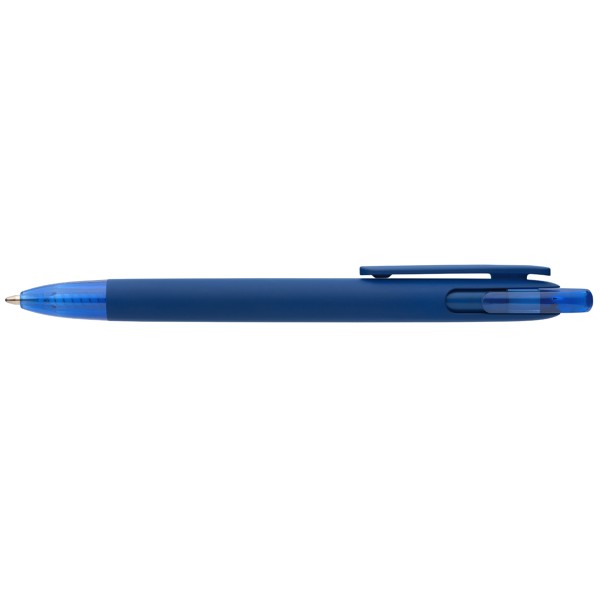 Stylo Jutta en plastique recyclé avec finition transparente - Bleu roi / Jet d’encre 4 couleurs